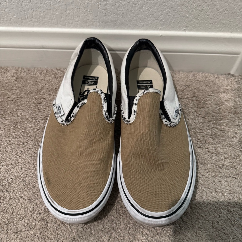 Vans Brown and White Slip-On